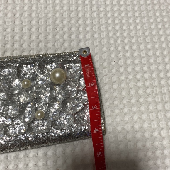 Deux Lux Silver Wallet Faux Pearl Sequence. Gently Used. Functional and Stylish - Picture 12 of 17